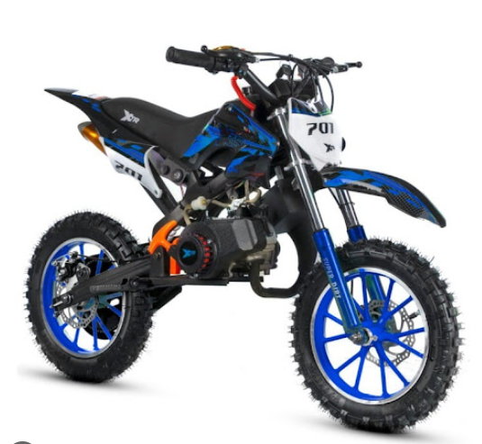 MINI CROSS 49CC XTR 701 PULL START rozruch szarpak KOŁA 10 KOLOR NIEBIESKI